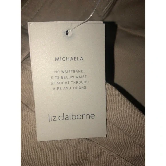 New Liz Claiborne Michaela Womens Capri Pants Size 4 Beige Flat Front - Picture 5 of 7
